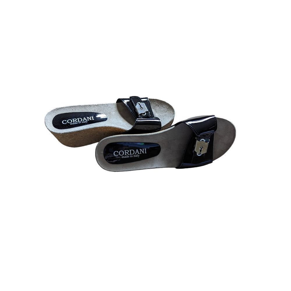 Cordani black buckle sandals with a cork platform in a size 38